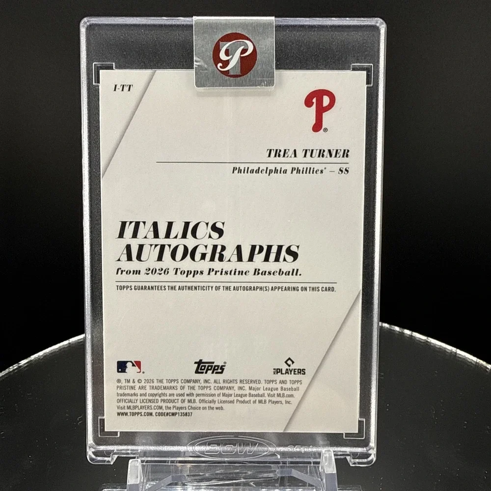 Topps Pristine 2026 Trea Turner Phillies Italics Autographs Gold /50 Auto I-TT